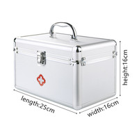 Glosen B016-5 Boîte de rangement médicale carrée en alliage d'aluminium brillant écologique avec serrure/poignée/sangle d'épaule double couche
