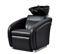 Chaise de lavage de cheveux moderne et confortable avec lavabo en céramique réglable, en cuir PVC, équipement de salon de coiffure et de beauté