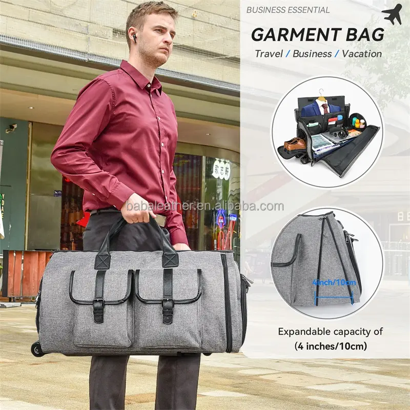 Convertible Carry On Garment Bag For Women Men Garment Duffle Bag With Wheels For Travel Business Weekender Rolling Garment Bags