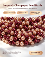 Perles rondes en nacre couleur bordeaux et champagne de 6 mm et 8 mm en gros pour la fabrication de bijoux, bracelets, boucles d'oreilles et fournitures d'artisanat DIY