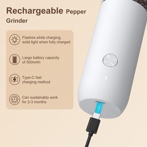Moulin à poivre rechargeable USB en gros avec lumière LED, ensemble moulin à sel et à poivre réglable, moulin à épices électrique pour la maison - Product Image 2