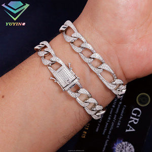 กำไลข้อมือคิวบาแบบฮิปฮอปชุบทองคำขาว 925 ผ่านการทดสอบเพชร VVS มอยส์ซาไนต์ พร้อมใบรับรอง GRA สำหรับทั้งชายและหญิง มีสินค้าพร้อมส่ง - Product Image 6