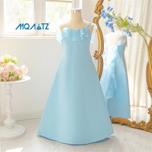 Abito da festa in raso blu per bambine, per l'estate, formale, per compleanno, con fiori, <span class=keywords><strong>vestito</strong></span> da bambina, abbigliamento per bambine, <span class=keywords><strong>vestito</strong></span> a fiori - Product Image 2