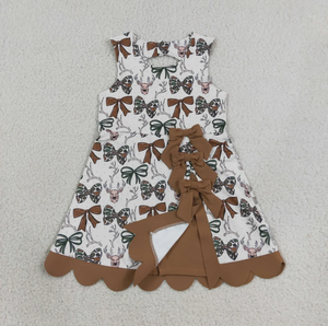 Robe trapèze sans manches pour filles avec imprimé nœud et ourlet festonné, design mignon pour l'hiver - Product Image 3
