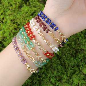 Collection de Bracelets Tressés en Pierre Naturelle Trèfle à Quatre Feuilles, Faits Main, Porte-Bonheur, Perles de Pierres Précieuses, Bracelet Jonc pour Femme, Bijoux Bohèmes - Product Image 2