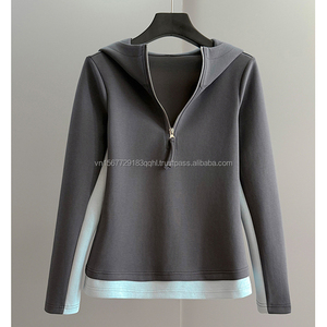 Casual Sports Set Women Autumn New Color <b>Block</b> Splicing Hooded Half Zip Long Sleeve Sweatshirt Straight Pants Two Piece Set - Product Image 5