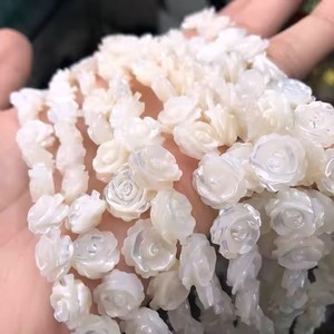 天然貝殻両面彫刻花8mm 10mm 12mmローズマザーオブパールルーズビーズ