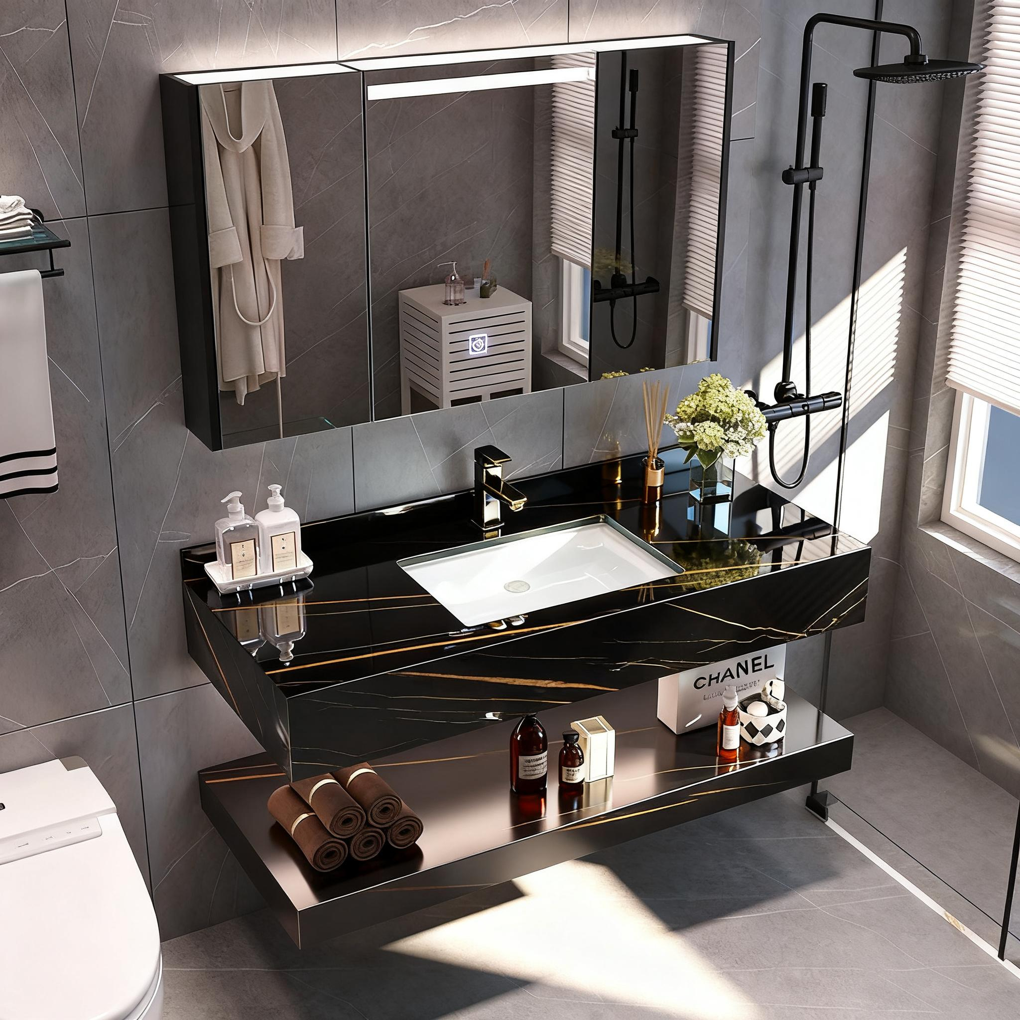 black marble bathroom vanity