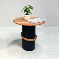 Table d'appoint ronde de luxe italienne, plateau en marbre naturel, base en bois, table d'appoint pour villa, hôtel, salon