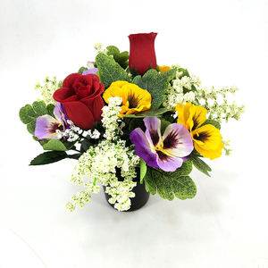 Vente en gros de <span class=keywords><strong>fleurs</strong></span> funéraires Petit pot à pensées Cimetière Pierre tombale Arrangement floral artificiel <span class=keywords><strong>Fleurs</strong></span> tombales dans un <span class=keywords><strong>vase</strong></span> - Product Image 2