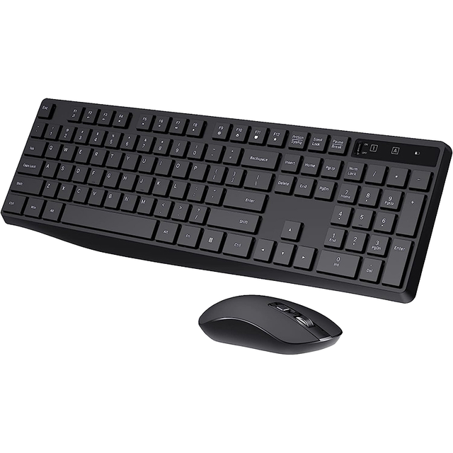 Computer Wireless Black English 104-key Gaming Keyboard and Mouse Combo Set with LED Backlit USB Port for Home Office-Stock