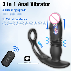<strong>Prostate</strong> <strong>Massager</strong> with Vibrating Cock Ring, Anal <strong>Thrusting</strong> Dildo Vibrator Sex Toys for Men With 10 Vibrating Modes - Product Image 3