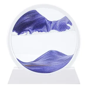 Creative 3D שעון חול נע חול אמנות תמונה עגול מסגרת Sandscapes בתנועה אוקיינוס 3D נע חול אמנות תמונה