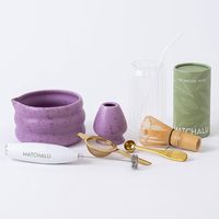 Geling Support de Fouet Matcha en Céramique Performance Fiable, Kit d'Accessoires Matcha Usine Directe, Fouet Chasen en Bambou avec Charme