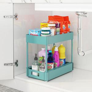 Organizzatore Sottolavello a Due Livelli in Plastica Multiuso, Cassetto Scorrevole con Ripiani, <span class=keywords><strong>Design</strong></span> Moderno per Cucina e Bagno - Product Image 3