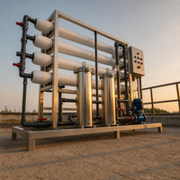 Système de traitement d'eau par osmose inverse industrielle (RO) en conteneur, 1 an, productivité de 5000 L/heure pour l'eau potable en bouteille