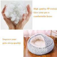 Lit pour chat portable à capuche, en velours écologique, rond, moelleux et confortable, à motif animal, fabriqué directement par le fabricant, pour chats d'intérieur