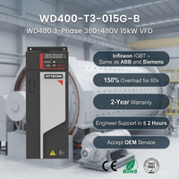 Variador de Frecuencia HYTECON 20HP Trifásico 380V 15kW para Control de Velocidad de Motor WD400-T3-015G-B con Frenado de Alto Torque y Control Vectorial