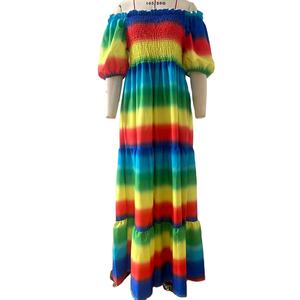 <span class=keywords><strong>Vestidos</strong></span> <span class=keywords><strong>de</strong></span> verano <span class=keywords><strong>de</strong></span> moda para mujer 2024 ahueca hacia fuera el estampado floral largo fuera del hombro vestido informal para mujer - Product Image 1