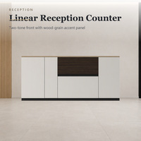 Bureau de réception carré moderne avec prise électrique pour espace de coworking, hôtel, hôpital et école - Mélamine durable, nouvelle arrivée