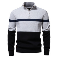 Pull en maille pour homme, design automne, demi-zip avec logo frontal, manches longues