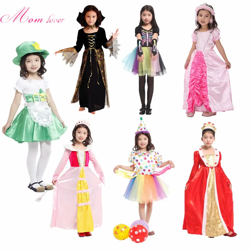 2-8years Kids Girls Dresses Belle Princess Costume clothes Baby Birthday Party Halloween Cosplay Clothes Outfits