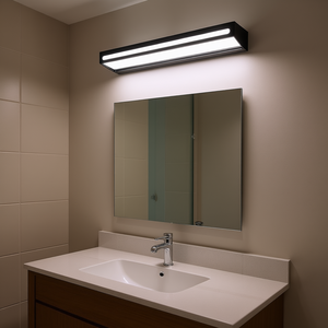 Lámpara LED Moderna para Espejo de Baño, 45 Pulgadas, Negra, de Pared, con Regulador de Intensidad, Luz Blanca Fría, IP44 - Product Image 2