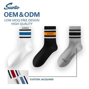 उच्च गुणवत्ता वाले चालक दल फैशन पकड़ जैक्वार्ड महिला ब्रांड लोगो मोजे ने डिजाइनर कपास खेल कस्टम मोजे - Product Image 1