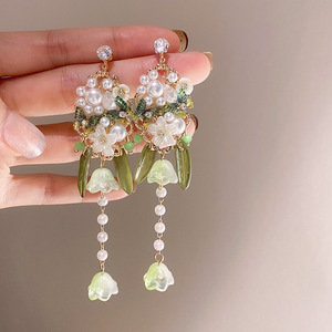 Kaimei 2022 boucles d'oreilles mode bijoux argent aiguille bohème longues perles acrylique boucle d'oreille super fée fleur gland boucles d'oreilles goutte - Product Image 3