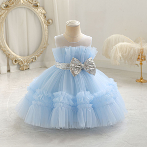 Abito da Cerimonia per Bambina, Vestito da Principessa per Primo Compleanno, Abito da Sposa per Bambina, Disponibile per Spedizione Internazionale - Product Image 4