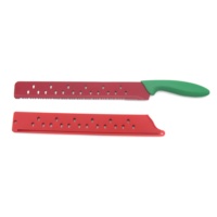 Couteau à trancher la pastèque à bord dentelé en acier inoxydable avec manche en plastique spécialement conçu pour les pastèques