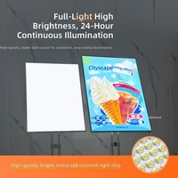 Support d'affichage rectangulaire en alliage d'aluminium avec éclairage LED rechargeable, boîte lumineuse sur pied pour centre commercial et restauration