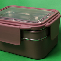 Boîte à lunch isotherme en acier inoxydable, compatible micro-ondes, compartimentée, double couche, pour la conservation des aliments, rectangulaire