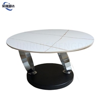 Table basse compacte extensible multifonctionnelle en métal, style nordique, luxe léger, moderne, en pierre de quartz, rotative, Jinruishengda