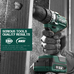 สว่านไร้สาย Hi-Spec 18V แบบด้ามจับปืน หัวจับดอกสว่านแบบไม่ใช้กุญแจ มอเตอร์แบบมีแปรงถ่าน เครื่องมือไฟฟ้าระดับมืออาชีพ สำหรับใช้ในบ้าน - Product Image 1