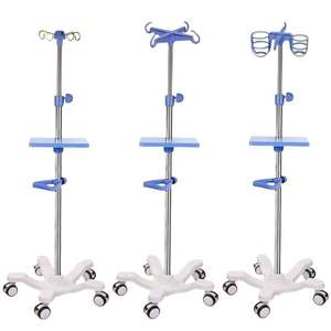 Poteau IV à hauteur réglable de haute qualité avec poignée et plateau en ABS Trangel pour hôpitaux et cliniques - Product Image 6