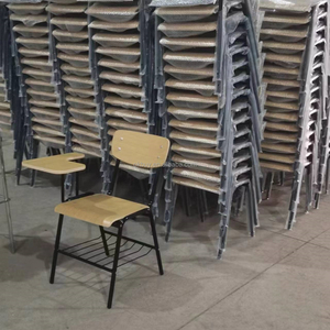 Chaise de formation en contreplaqué courbé avec grand tabletteur et étagère à livres, chaise d'étudiant pour cours et salles de classe - Product Image 2