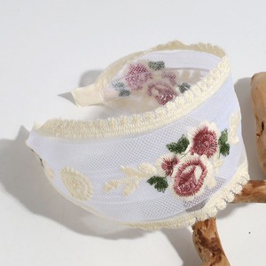 Lace Floral Embroidery Headband Women <b>Sweet</b> Style Daily Use Handmade Hairband With <b>Flowers</b> Wide Edge Decorative Hair Accessory - Product Image 6