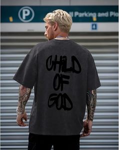 Oversized Acid Wash Graphic Religious Tees 'Child of God' Jesus Faith Shirt for Men Child 100% Cotton Christian Shirts <strong>Tops</strong> - Product Image 4