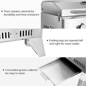 Barbacoa Portátil de Gas para Exteriores con Dos Quemadores, Barbacoa de Mesa con Patas Plegables SL-GS01, Parrillas Portátiles de Gas para Barbacoa - Product Image 1