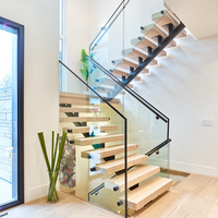 Escalier préfabriqué à poutre simple avec marches en bois d'ingénierie pour une installation rapide