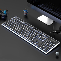 Keyboard Metal RGB Backlit Nirkabel Tipis dan Tenang dengan Sensasi Mekanik, Tahan Air, untuk Gaming, E-Sports, Kantor, Mengetik di Desktop dan Laptop