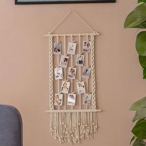 Baby Shower Keepsake <b>Recorder</b> <b>Wooden</b> Display Living Room Decor Macrame Photo Hanger - Product Image 2