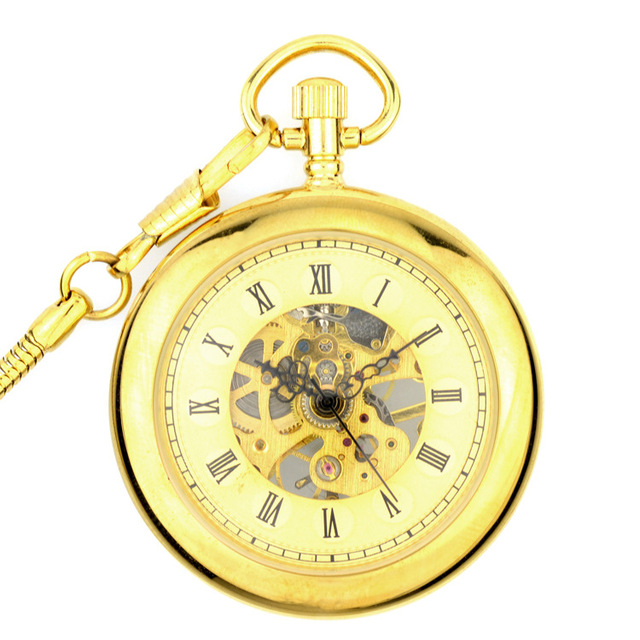 Antique Skeleton Snake Chain Mechanical Watches Hand Winding Brass Mechanical Pocket Watches