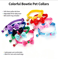 Collier pour animaux de compagnie à pois avec clochette, nœud papillon réglable pour chat et chien, accessoire de mode toutes saisons, fournisseur en gros