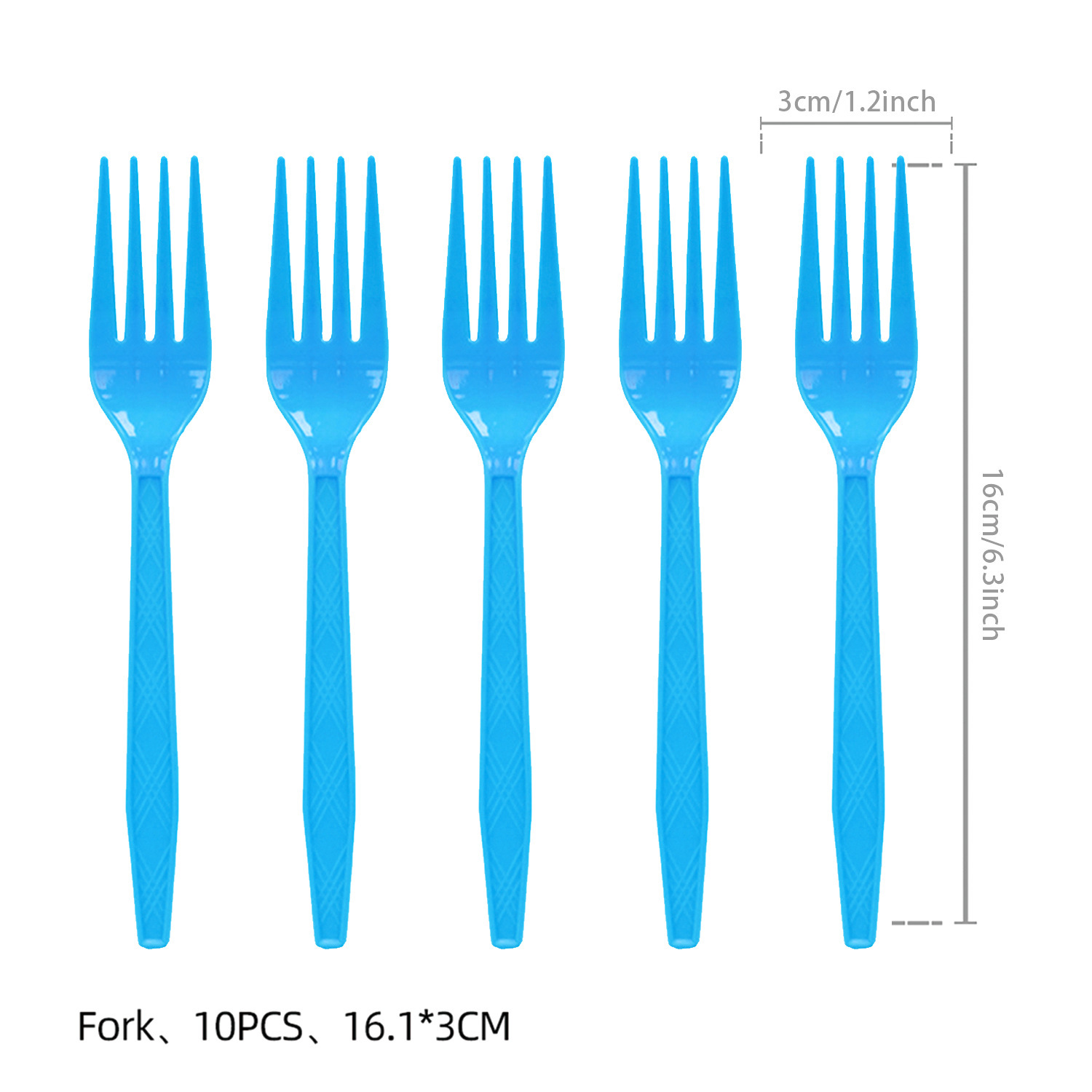 Blue -10pcs plastic fork