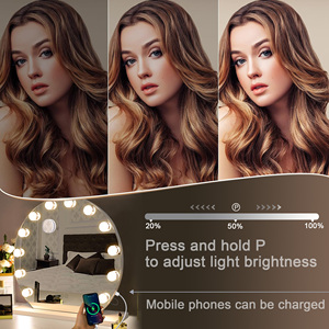 Gương trang điểm bàn trang điểm thông minh có thể điều chỉnh độ sáng thiết kế mới 2025, tích hợp bộ sạc với 12 bóng đèn - Product Image 3