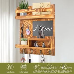 Wooden <b>Wall</b> Mounted <b>Key</b> Rack 4 Layers Mail Organizer With <b>Hooks</b> <b>For</b> Entryway Home Storage - Product Image 2