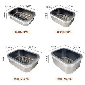 316L Stainless Steel Food <b>Storage</b> <b>Container</b> Rectangle With Silicone Lid For Travel And Dining - Product Image 5