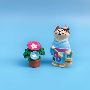 ไดโอรามาขนาดเล็ก ของตกแต่งจิ๋ว สไตล์ญี่ปุ่น ดอกไม้ยามเช้า แมว ซัคกะ ของตกแต่งน่ารักสำหรับวางบนโต๊ะ ของตกแต่งพลาสติกขนาดเล็ก - Product Image 3